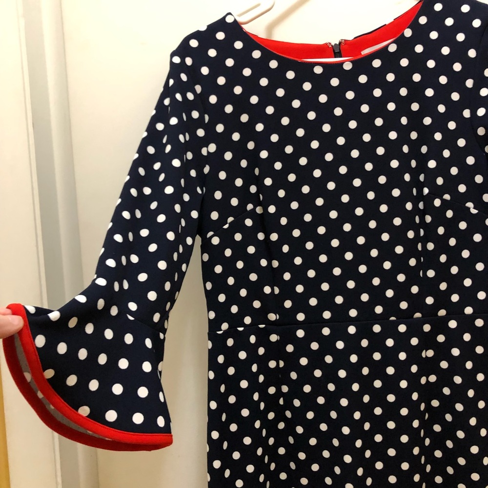Polka dot dress. Size 10. Navy blue. Red.